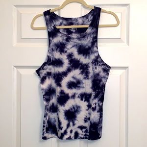 Gap Navy & White Tie Dye Style Ribbed Tank size L